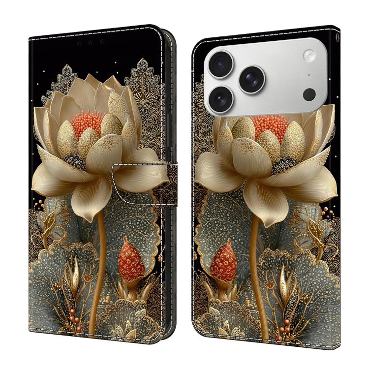 Capa de Telemóvel em Pele Vegana Pintada com Efeito Cristalino, Para iPhone 17e / 16e, Para iPhone 17 Pro Max, Para iPhone 17 Pro, Para iPhone 17