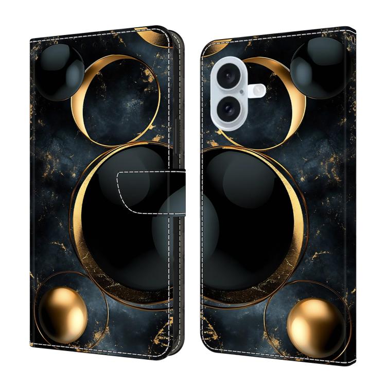 Capa de Telemóvel em Pele Vegana Pintada com Efeito Cristalino, Para iPhone 17e / 16e, Para iPhone 17 Pro Max, Para iPhone 17 Pro, Para iPhone 17