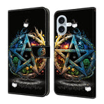 Capa de Telemóvel em Pele Vegana Pintada com Efeito Cristalino, Para iPhone 17e / 16e, Para iPhone 17 Pro Max, Para iPhone 17 Pro, Para iPhone 17