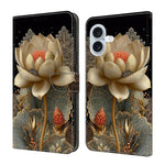 Capa de Telemóvel em Pele Vegana Pintada com Efeito Cristalino, Para iPhone 17e / 16e, Para iPhone 17 Pro Max, Para iPhone 17 Pro, Para iPhone 17