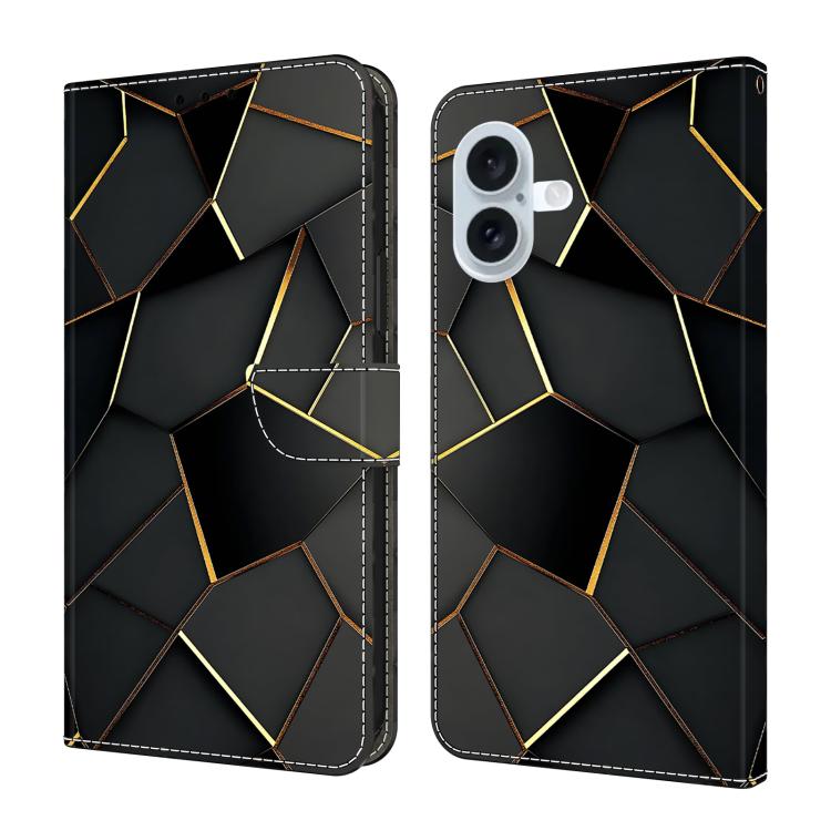 Capa de Telemóvel em Pele Vegana Pintada com Efeito Cristalino, Para iPhone 17e / 16e, Para iPhone 17 Pro Max, Para iPhone 17 Pro, Para iPhone 17