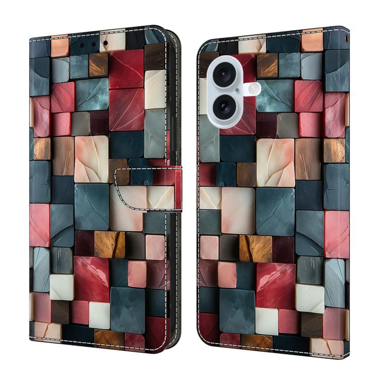 Capa de Telemóvel em Pele Vegana Pintada com Efeito Cristalino, Para iPhone Air, Para iPhone 16 Pro Max, Para iPhone 16 Pro, Para iPhone 16