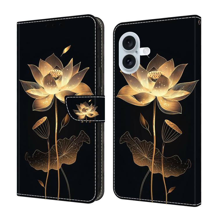 Capa de Telemóvel em Pele Vegana Pintada com Efeito Cristalino, Para iPhone Air, Para iPhone 16 Pro Max, Para iPhone 16 Pro, Para iPhone 16