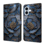 Capa de Telemóvel em Pele Vegana Pintada com Efeito Cristalino, Para iPhone Air, Para iPhone 16 Pro Max, Para iPhone 16 Pro, Para iPhone 16