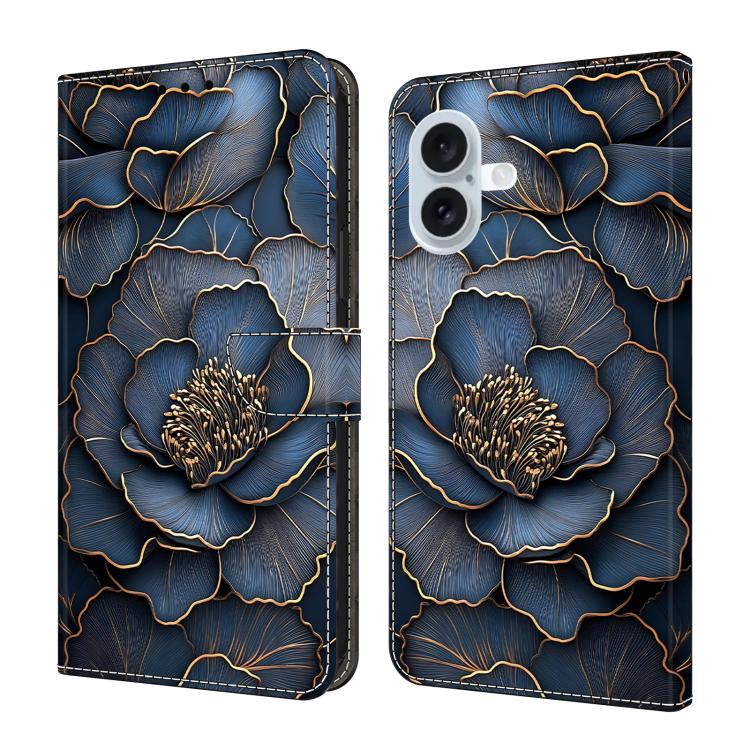 Capa de Telemóvel em Pele Vegana Pintada com Efeito Cristalino, Para iPhone Air, Para iPhone 16 Pro Max, Para iPhone 16 Pro, Para iPhone 16