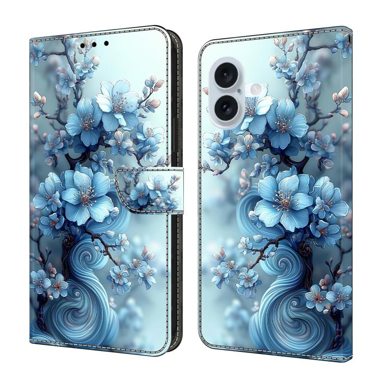 Capa de Telemóvel em Pele Vegana Pintada com Efeito Cristalino, Para iPhone Air, Para iPhone 16 Pro Max, Para iPhone 16 Pro, Para iPhone 16