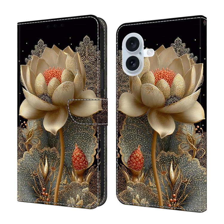 Capa de Telemóvel em Pele Vegana Pintada com Efeito Cristalino, Para iPhone Air, Para iPhone 16 Pro Max, Para iPhone 16 Pro, Para iPhone 16