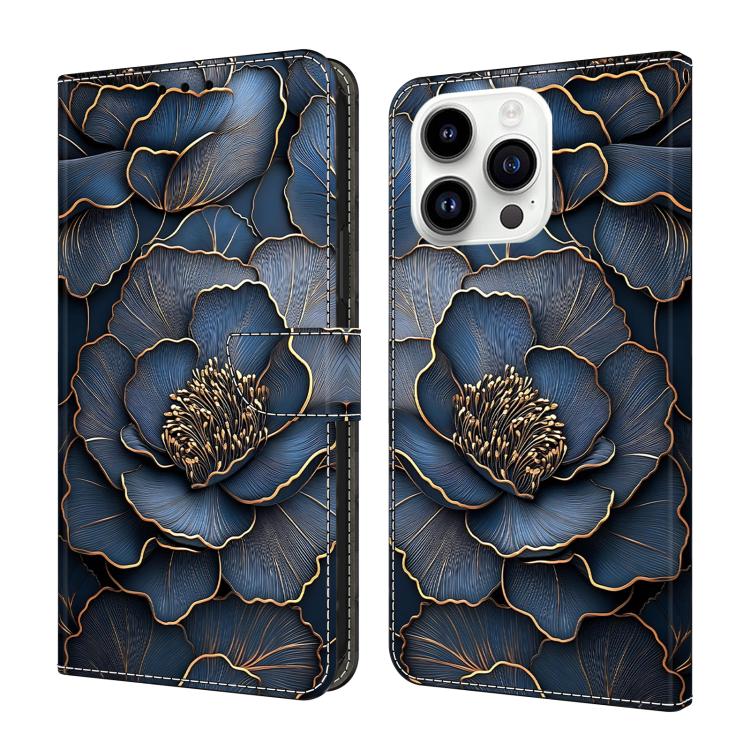 Capa de Telemóvel em Pele Vegana Pintada com Efeito Cristalino, Para iPhone 15 Pro Max, Para iPhone 15 Pro, Para iPhone 14 / 13, Para iPhone 14 Pro