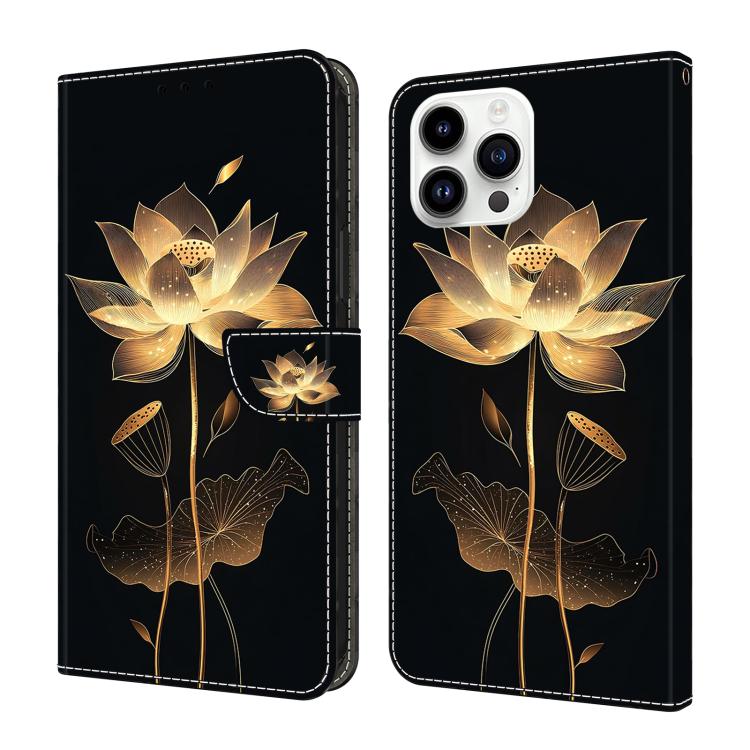 Capa de Telemóvel em Pele Vegana Pintada com Efeito Cristalino, Para iPhone 15 Pro Max, Para iPhone 15 Pro, Para iPhone 14 / 13, Para iPhone 14 Pro