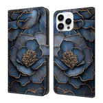 Capa de Telemóvel em Pele Vegana Pintada com Efeito Cristalino, Para iPhone 15 Pro Max, Para iPhone 15 Pro, Para iPhone 14 / 13, Para iPhone 14 Pro