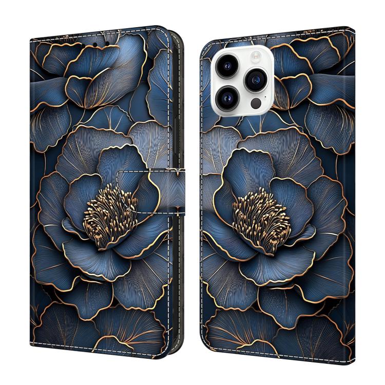 Capa de Telemóvel em Pele Vegana Pintada com Efeito Cristalino, Para iPhone 15 Pro Max, Para iPhone 15 Pro, Para iPhone 14 / 13, Para iPhone 14 Pro