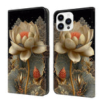 Capa de Telemóvel em Pele Vegana Pintada com Efeito Cristalino, Para iPhone 15 Pro Max, Para iPhone 15 Pro, Para iPhone 14 / 13, Para iPhone 14 Pro