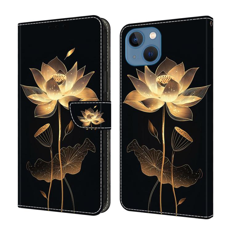 Capa de Telemóvel em Pele Vegana Pintada com Efeito Cristalino, Para iPhone 15 Pro Max, Para iPhone 15 Pro, Para iPhone 14 / 13, Para iPhone 14 Pro