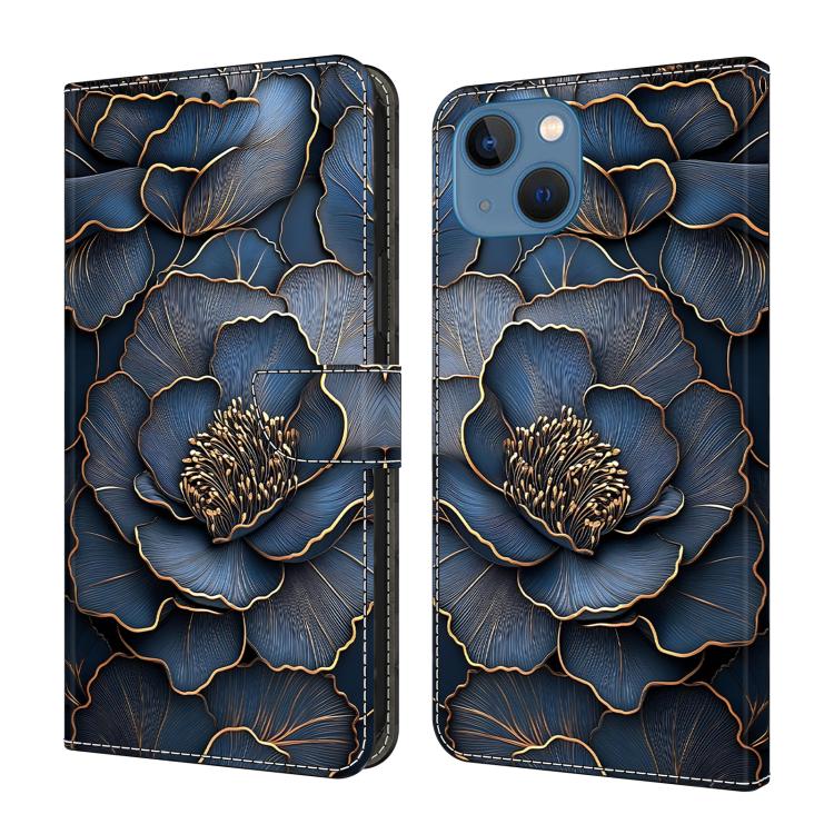 Capa de Telemóvel em Pele Vegana Pintada com Efeito Cristalino, Para iPhone 15 Pro Max, Para iPhone 15 Pro, Para iPhone 14 / 13, Para iPhone 14 Pro