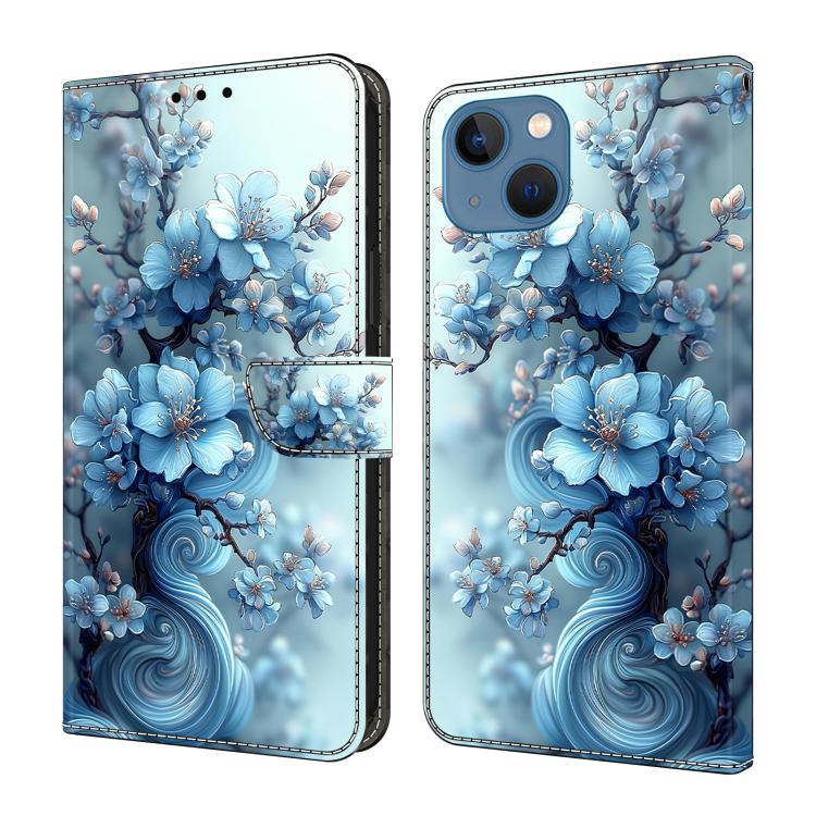 Capa de Telemóvel em Pele Vegana Pintada com Efeito Cristalino, Para iPhone 15 Pro Max, Para iPhone 15 Pro, Para iPhone 14 / 13, Para iPhone 14 Pro