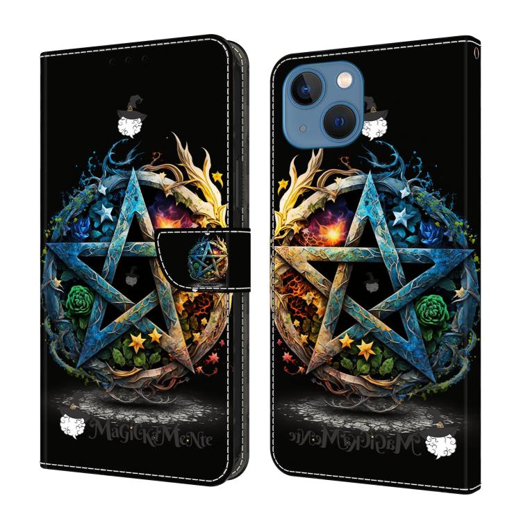 Capa de Telemóvel em Pele Vegana Pintada com Efeito Cristalino, Para iPhone 15 Pro Max, Para iPhone 15 Pro, Para iPhone 14 / 13, Para iPhone 14 Pro