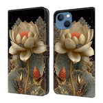 Capa de Telemóvel em Pele Vegana Pintada com Efeito Cristalino, Para iPhone 15 Pro Max, Para iPhone 15 Pro, Para iPhone 14 / 13, Para iPhone 14 Pro