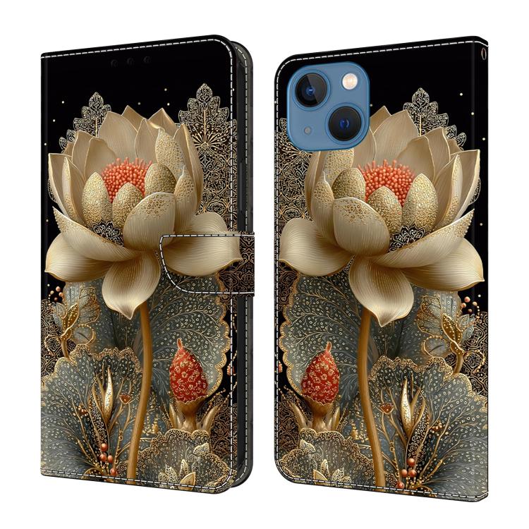 Capa de Telemóvel em Pele Vegana Pintada com Efeito Cristalino, Para iPhone 15 Pro Max, Para iPhone 15 Pro, Para iPhone 14 / 13, Para iPhone 14 Pro