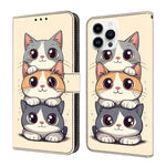 Capa de Telemóvel em Pele Vegana Pintada com Efeito Cristalino, Para iPhone 15 Pro Max, Para iPhone 15 Pro, Para iPhone 14 / 13, Para iPhone 14 Pro