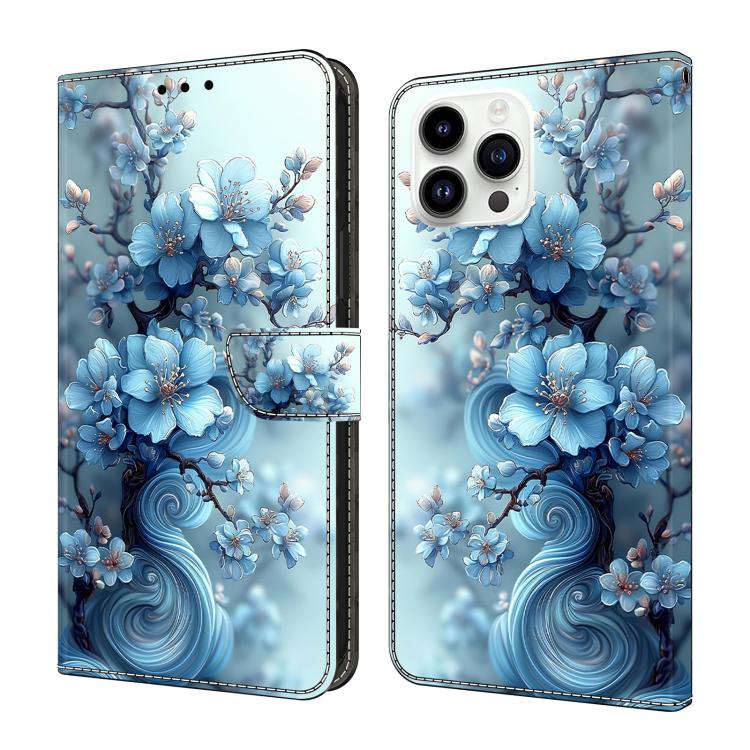 Capa de Telemóvel em Pele Vegana Pintada com Efeito Cristalino, Para iPhone 15 Pro Max, Para iPhone 15 Pro, Para iPhone 14 / 13, Para iPhone 14 Pro