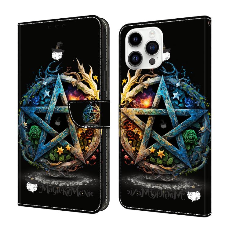 Capa de Telemóvel em Pele Vegana Pintada com Efeito Cristalino, Para iPhone 15 Pro Max, Para iPhone 15 Pro, Para iPhone 14 / 13, Para iPhone 14 Pro
