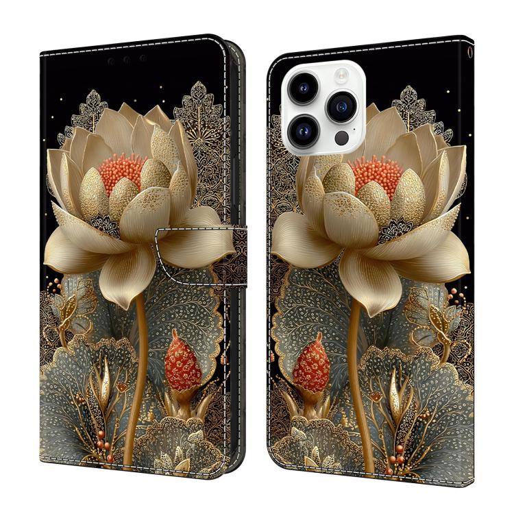 Capa de Telemóvel em Pele Vegana Pintada com Efeito Cristalino, Para iPhone 15 Pro Max, Para iPhone 15 Pro, Para iPhone 14 / 13, Para iPhone 14 Pro
