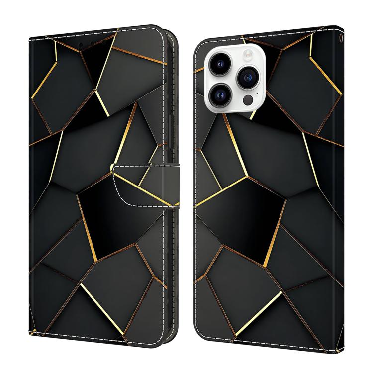Capa de Telemóvel em Pele Vegana Pintada com Efeito Cristalino, Para iPhone 15 Pro Max, Para iPhone 15 Pro, Para iPhone 14 / 13, Para iPhone 14 Pro