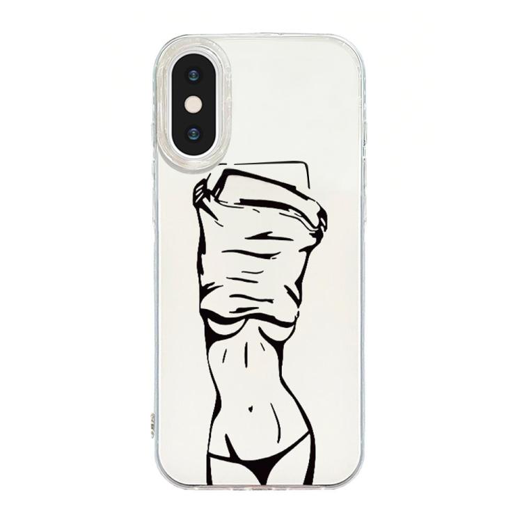 Capa de telemóvel creme IMD com moldura transparente, para iPhone 11 Pro Max, para iPhone 11, para iPhone 11 Pro, para iPhone X / XS, para iPhone XR, para iPhone XS Max, para iPhone 8 Plus / 7 Plus