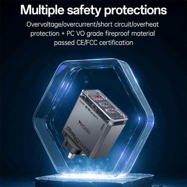 Yesido YC147 65W Mecha GaN Three-port Fast Charger, YC147