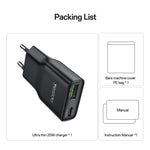 Carregador Rápido Ultra-fino Yesido YC112 20W com Dupla Porta PD QC, YC112