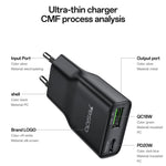 Carregador Rápido Ultra-fino Yesido YC112 20W com Dupla Porta PD QC, YC112