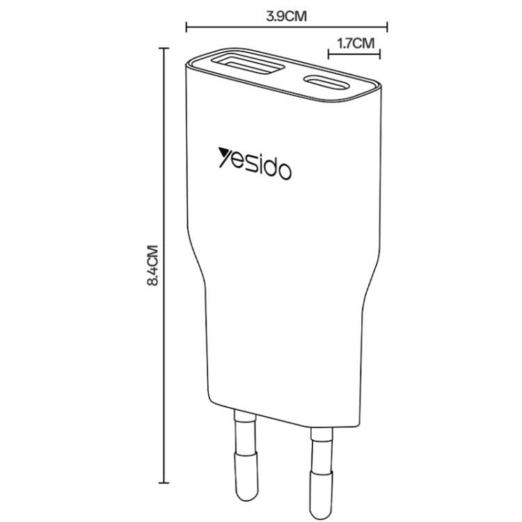 Carregador Rápido Ultra-fino Yesido YC112 20W com Dupla Porta PD QC, YC112