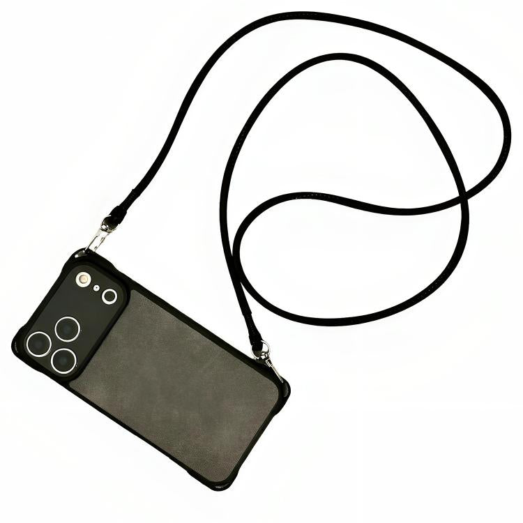 Capa de telemóvel em pele sintética perfurada fina, à prova de choques, com alça de ombro em PU, para iPhone 17 Pro Max, para iPhone 17 Pro