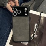 Capa de telemóvel em pele sintética perfurada fina, à prova de choques, com alça de ombro em PU, para iPhone 17 Pro Max, para iPhone 17 Pro