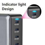 Carregador Rápido de Mesa GaN de Alta Potência 600W USB-C / Tipo-C e USB-A com 8 Portas, Plugue UE, Plugue EUA, Plugue Reino Unido, Plugue AU