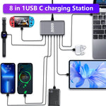 Carregador Rápido de Mesa GaN de Alta Potência 600W USB-C / Tipo-C e USB-A com 8 Portas, Plugue UE, Plugue EUA, Plugue Reino Unido, Plugue AU