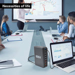 Carregador Rápido de Mesa GaN de Alta Potência 600W USB-C / Tipo-C e USB-A com 8 Portas, Plugue UE, Plugue EUA, Plugue Reino Unido, Plugue AU
