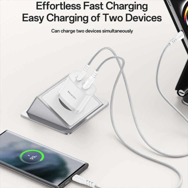 Conjunto de Carregador Rápido Yesido PD45W com Interfaces USB e Tipo-C, Plugue UE, Plugue Reino Unido, Plugue EUA
