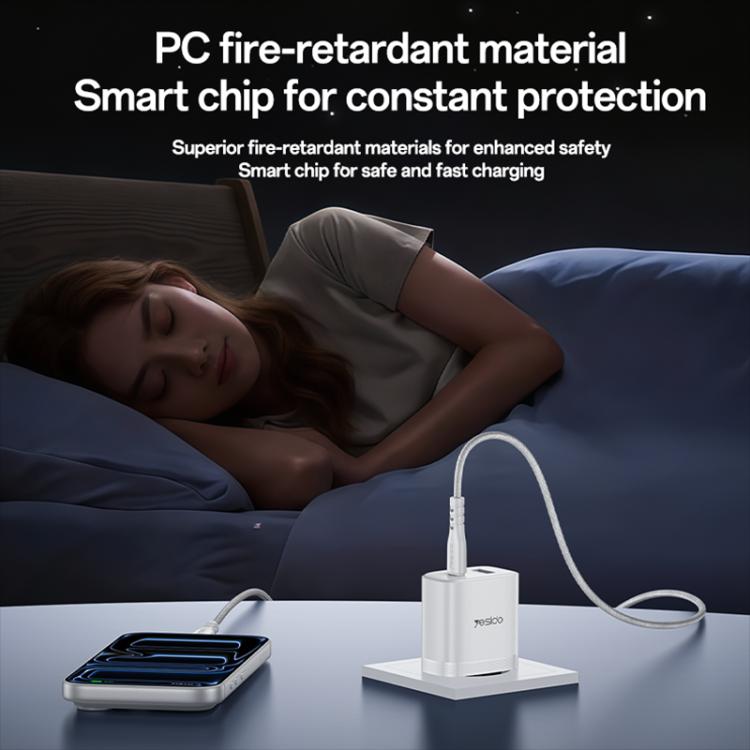 Conjunto de Carregador Rápido Yesido PD45W com Interfaces USB e Tipo-C, Plugue UE, Plugue Reino Unido, Plugue EUA