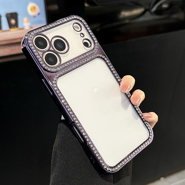 Electroplating PC Hybrid TPU Rhinestone Phone Case, For iPhone 17 Pro Max, For iPhone 17 Pro