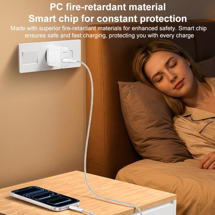 Conjunto de Carregador USB de Interface Única Yesido 18W com Cabo USB para Tipo-C, Plugue UE, Plugue Reino Unido, Plugue EUA