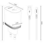 Conjunto de Carregador USB de Interface Única Yesido 18W com Cabo USB para Tipo-C, Plugue UE, Plugue Reino Unido, Plugue EUA