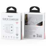 Kit de Carregador Rápido Yesido PD45W Dual Tipo-C com Cabo Tipo-C para Tipo-C, Plugue EUA, Plugue UE, Plugue Reino Unido
