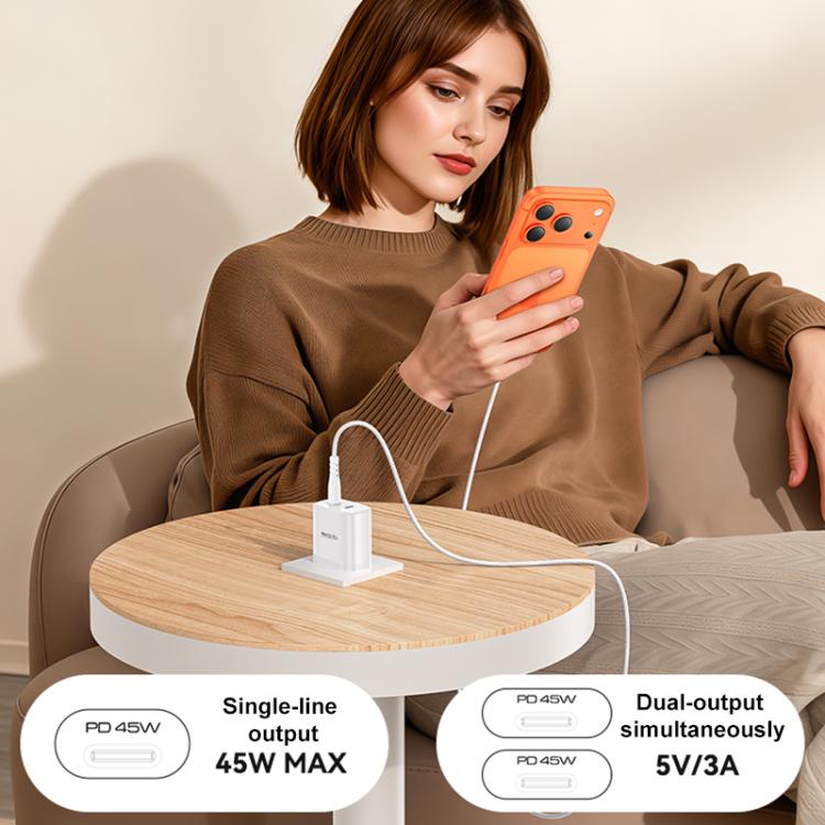 Kit de Carregador Rápido Yesido PD45W Dual Tipo-C com Cabo Tipo-C para Tipo-C, Plugue EUA, Plugue UE, Plugue Reino Unido