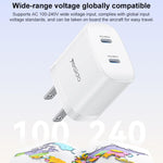 Kit de Carregador Rápido Yesido PD45W Dual Tipo-C com Cabo Tipo-C para Tipo-C, Plugue EUA, Plugue UE, Plugue Reino Unido