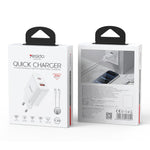 Conjunto de Carregador Yesido YC106 PD20W USB-C / Tipo-C e QC18W USB-A com Duas Portas com Cabo Tipo-C para Tipo-C, YC106