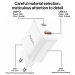 Conjunto de Carregador Yesido YC106 PD20W USB-C / Tipo-C e QC18W USB-A com Duas Portas com Cabo Tipo-C para Tipo-C, YC106