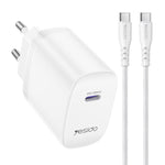 Conjunto de Carregador Rápido Yesido YC107 PD35W USB-C / Tipo-C com Porta Única com Cabo Tipo-C para Tipo-C, YC107