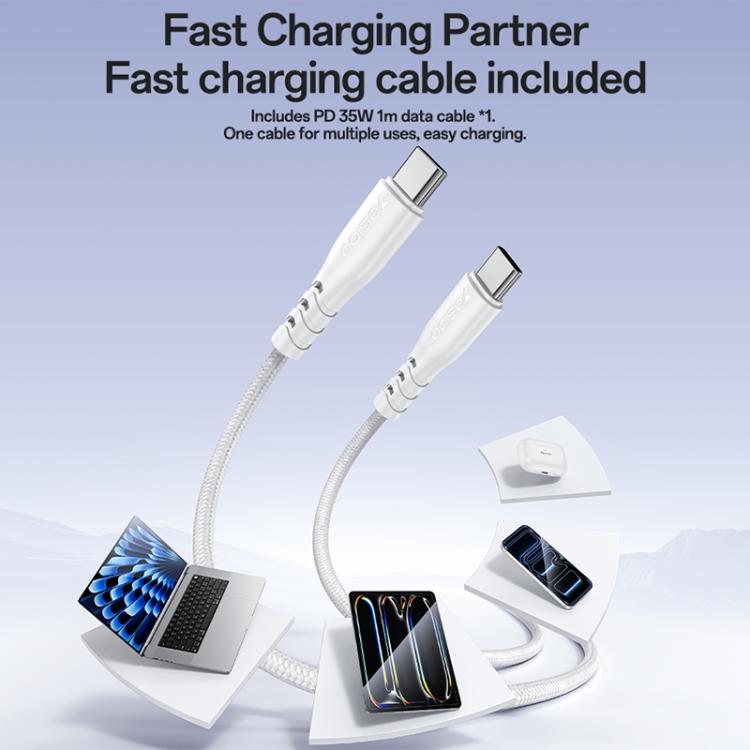 Conjunto de Carregador Rápido Yesido YC107 PD35W USB-C / Tipo-C com Porta Única com Cabo Tipo-C para Tipo-C, YC107