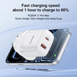 Conjunto de Carregador Yesido YC152 PD20W USB-C / Tipo-C e QC18W USB-A com Duas Portas com Cabo Tipo-C para Tipo-C, YC152